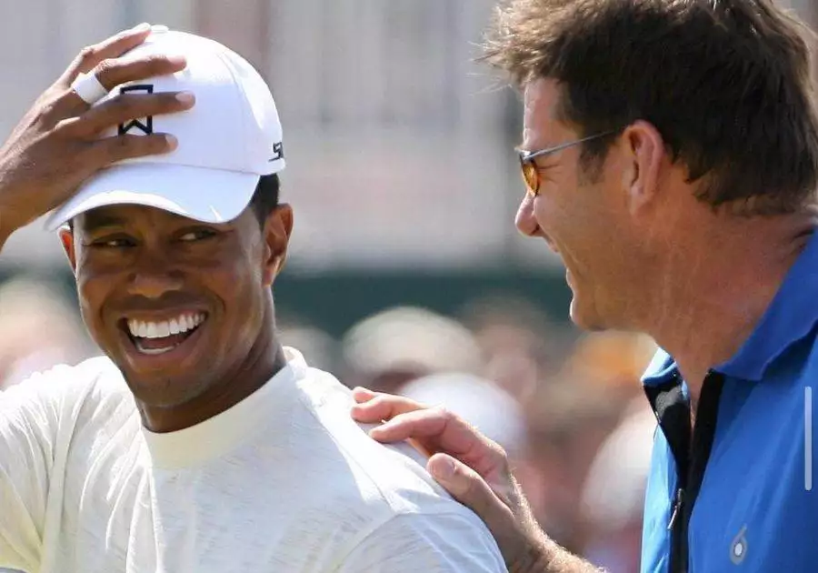 Sir Nick Faldo and Tiger Woods